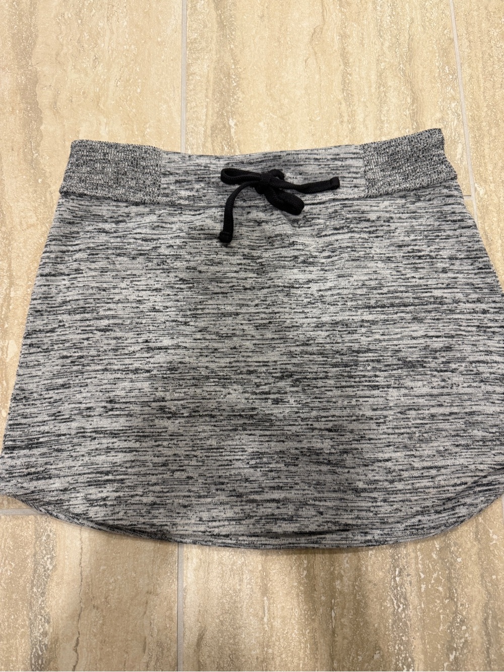 Athleta Gray Heather Knit Mini Skirt with Drawstring